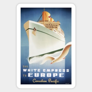 Sail White Empress to Europe Art Deco Advertisement Cruise Ship Vintage Sticker